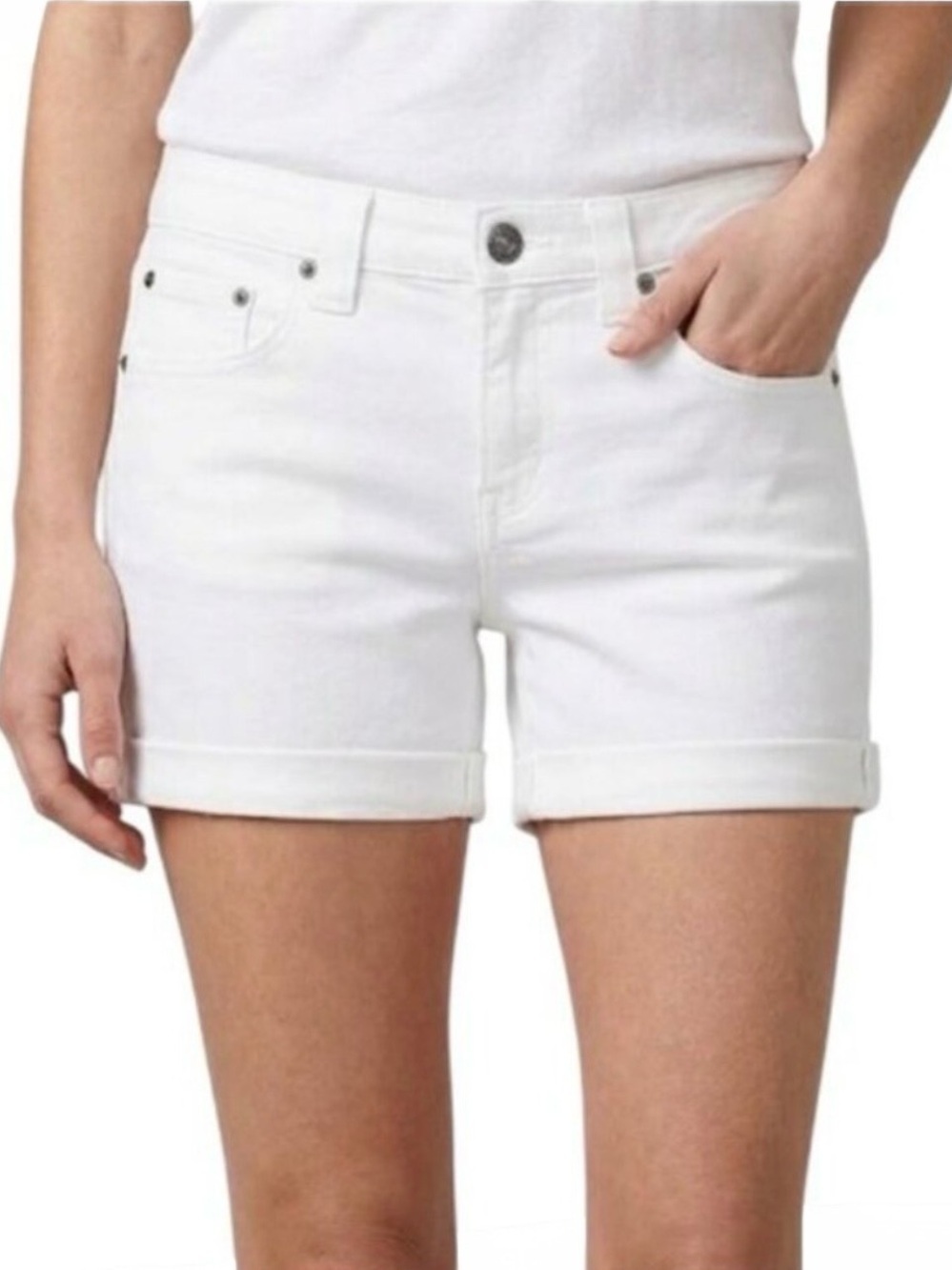 J. Crew Denim Roll-up Cotton Short in White Size 0